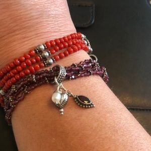 2 beaded gemstone bracelets